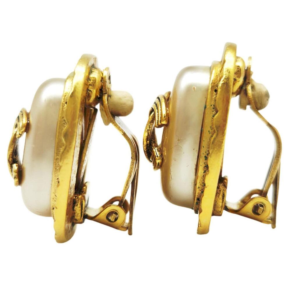 CHANEL White Pearl Logo Earrings - Picture 2 of 7